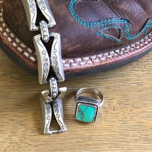Turquoise and silver ring